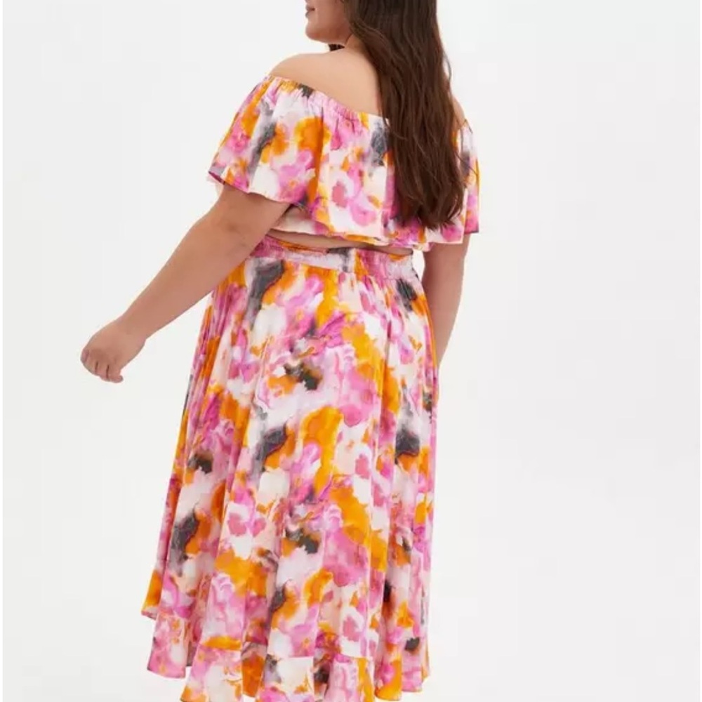 Floral Multicolor Women's off the shoulder Skirt set - Picture 2 of 6